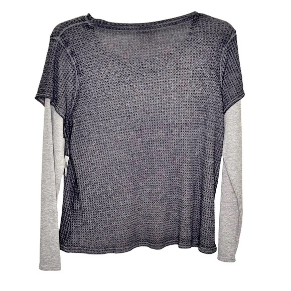 Disneyland Gray Waffle Knit Long Sleeve Silver Bling Sequin Top - Picture 5 of 8